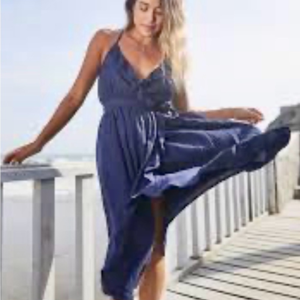 ROXY NAVY Rooftop Sunrise wrap Dress NWT Sz.M - Picture 6 of 7